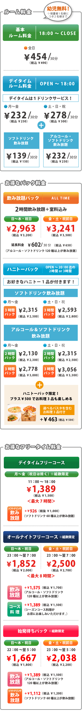 お得なパック料金