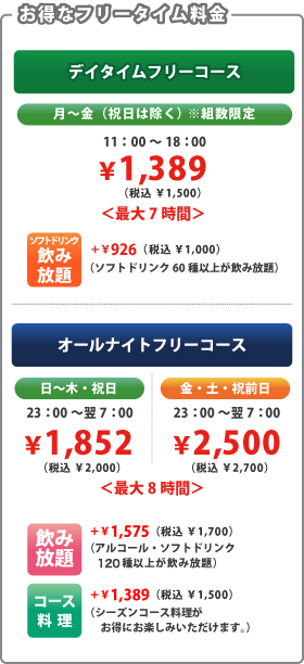 お得なフリータイム料金