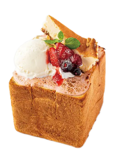 新・バスクチーズケーキハニトー　～いちごカスタードソース～