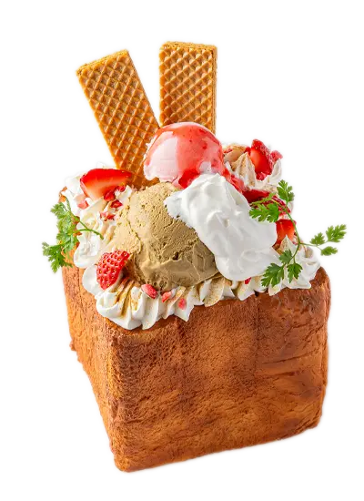 いちごとほうじ茶のハニトー　～ほうじ茶ソース～