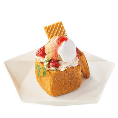 いちごとほうじ茶のプチハニトー　～ほうじ茶ソース～