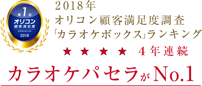 2018年オリコン顧客満足度調査 「カラオケボックス」ランキング 4年連続No.1