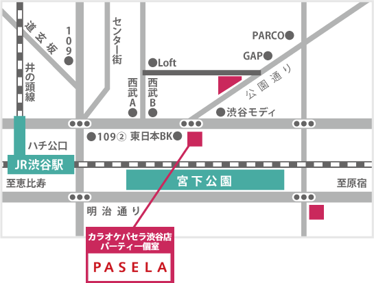 カラオケパセラ渋谷店へのアクセス