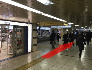 東京メトロ丸ノ内線新宿駅東改札口を出て、右に進みます。